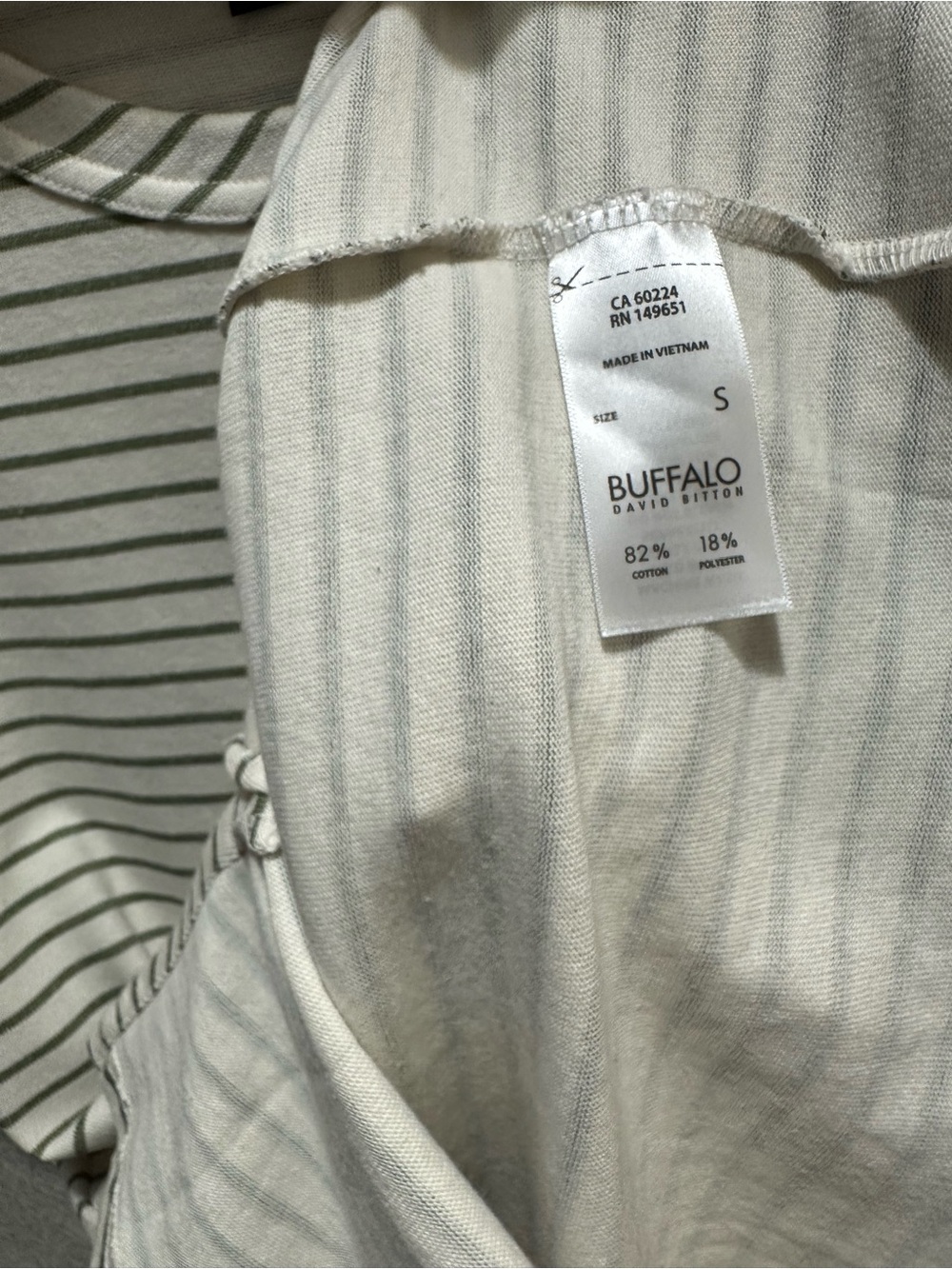 Buffalo David Bitton Ivory and Olive Striped Tee Dress - Picture 7 of 7